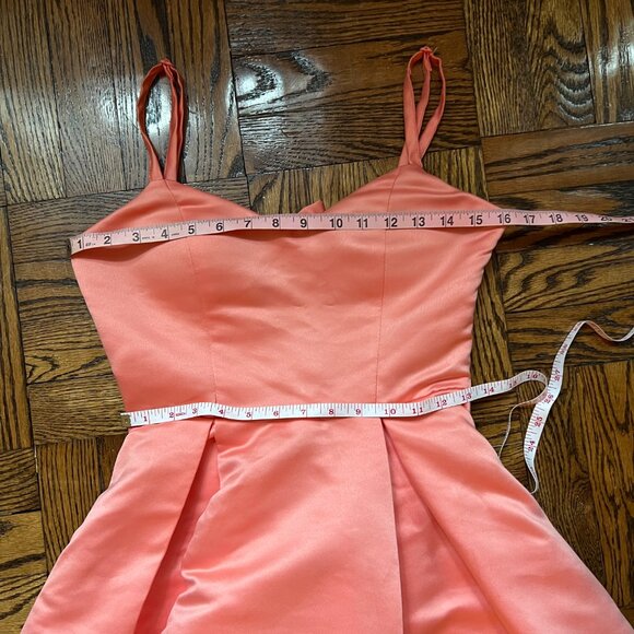 XS Coral Balletcore Nutcracker Semibackless Structured Skater Dress,Padded Chest - Picture 3 of 5